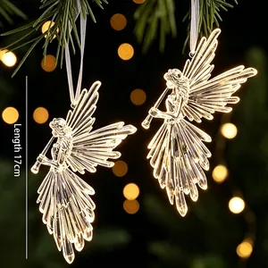 Eleganti angeli di Natale in acrilico per l'albero con finitura in cristallo
