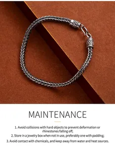 Jewelry maintenance guide for vintage punk style silver braided chain bracelet for men