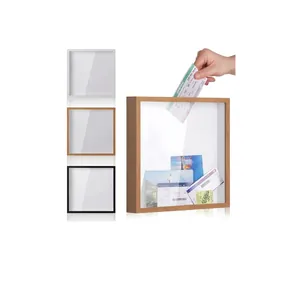 Weltkarte Reise Erinnerung Shadow Box Holz Ticket Sammlung Rahmen Spardose Dekorative Wandkunst