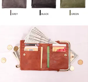 Functional interior layout of retro women's short clasp wallet showing card slots and cash