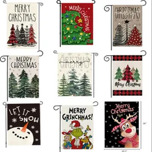 Assorted Christmas garden flags collection with double-sided festive linen prints