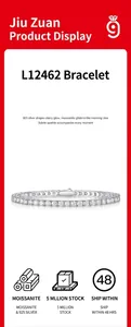 Detailed macro shot of 925 silver moissanite tennis bracelet with sparkling stones