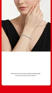 Elegant model shot showing S925 sterling silver moissanite tennis bracelet on wrist