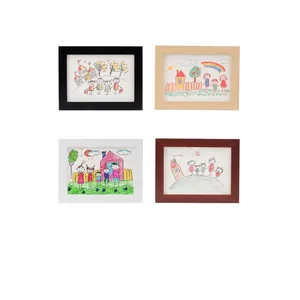 Children's Art Frame Kids Artwork Storage Front Opening Hinged Wood Photo Display Changeable Modern Home Decor