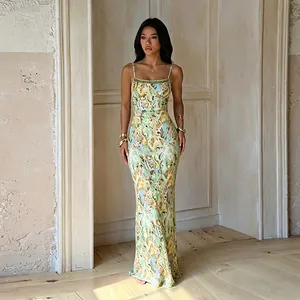 Elegant sequined spaghetti strap long dress for beach vacation and summer parties.