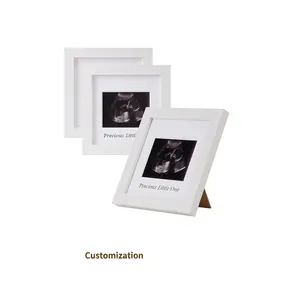 Baby Sonogram Photo Frame Ultrasound Picture Display MDF Wood Souvenir For Pregnancy Gift Expecting Mother White Square