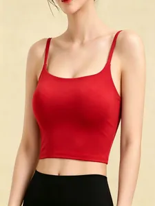 Camisole de Sport Femme Avec Coussinets de Poitrine Intégrés Respirant Évacuation de l'Humidité Nylon Imprimé Yoga Tank Top