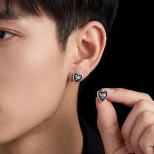 Vintage Heart Cross Stud Earrings For Men Women Antique Gold Silver Plated Copper Gothic Style Hypoallergenic Fashion Jewelry