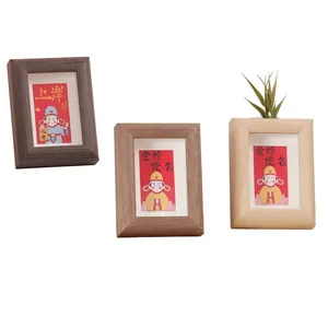 Inspirational Mini Photo Frame Wood Grain MDF Desktop Ornament With Glass Rectangular Tabletop Graduation Gift Student Home Office