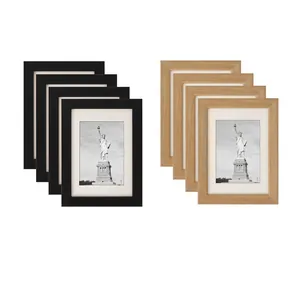 Modern Minimalist Rectangle Photo Frame With White Mat And Plexiglass Wood Grain Texture For Desktop Or Wall Art Home Decor