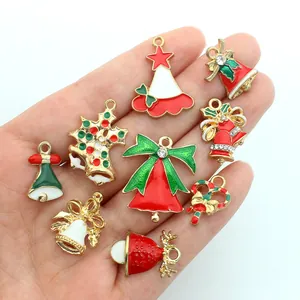 Selection of vibrant Christmas alloy charms and pendants for festive DIY jewelry