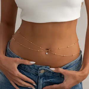Chaîne de Taille en Métal Multi Couches Minimaliste Pour Femmes Chaîne de Corps Sexy Plaquée Or Argent Bijoux de Ventre Pour Fête à la Plage Accessoire de Mode