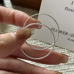Minimalist S925 sterling silver hoop earrings in a classic polished silver finish