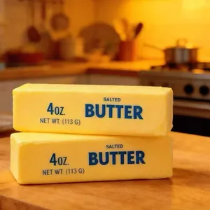 Detailed view of realistic yellow butter stick squishy toy with slow rebound texture