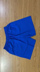 Detailed back view of electric blue men's casual beach shorts with elastic waist and pocket