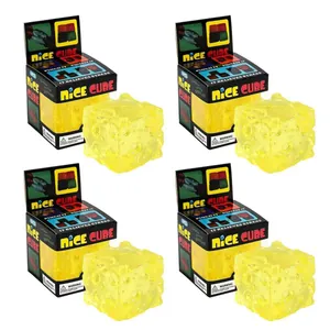 Juego de 4 juguetes antiestrés con forma de queso amarillo y cajas originales Nice Cube.