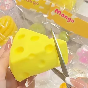 Simulation Cheese Squeeze Toy Realistic Cheese Slice Square Stress Relief Soft TPR Slow Rising Fidget Toy Gift For Kids Adults