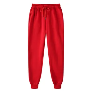 Pantalon de jogging de sport rouge ajusté pour hommes avec cordon et doublure polaire