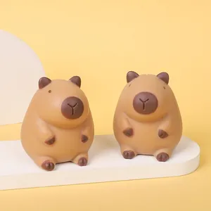 Two cute brown capybara slow rebound squishy toys designed for effective stress relief