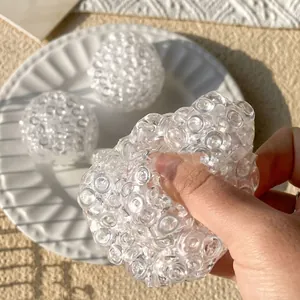 Transparent Stress Relief Squishy Ball Soft TPR Sensory Squeeze Toy For Adults And Kids Anxiety Relief White Moonlight Style