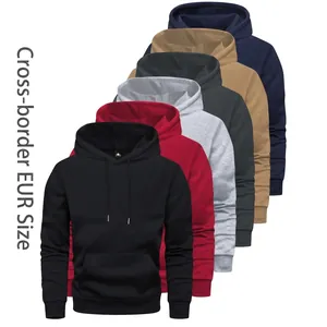 Sweat à Capuche Homme Décontracté Pullover Taille EU Doublé Polaire Couleur Unie Avec Poche Kangourou Pour Le Quotidien