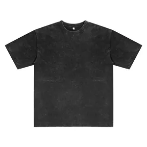 Premium 230g washed distressed black oversized t-shirt with drop shoulder design