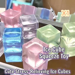 Colorful transparent ice cube squishy stress relief toy set with jelly textures