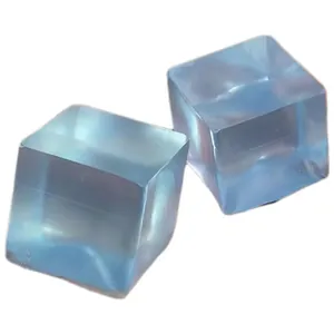 Transparent blue ice cube squeeze toy for stress relief and sensory play