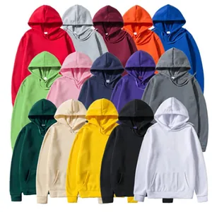 Premium 220g plain fleece-lined hooded sweatshirts in 15 vibrant colors EU size