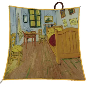 Classic Van Gogh oil painting silk square scarf 90x90cm for elegant retro style