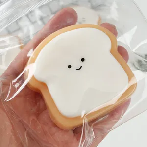 Slow rebound bread toast squeeze toy with cute smiley face for stress relief and fun