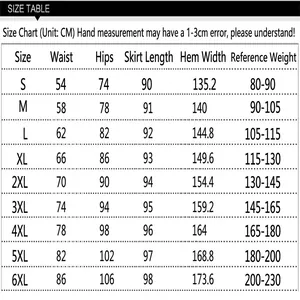 Detailed size chart for high waist split pencil skirt with measurements in cm and jin