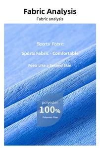 Macro view of blue breathable slub yarn polyester fabric texture for sports yoga top.