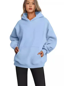Women Oversized Hooded Sweatshirt Long Sleeve Pullover With Pocket Basic Casual Loose Fit Hoodie For Daily Wear Streetwear