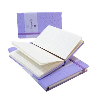 Glitter hardcover notebook with elastic band and lined pages in purple finish
