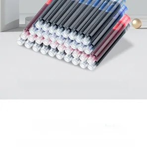 Close-up of assorted 3.4mm fountain pen ink cartridges in four colors for smooth writing