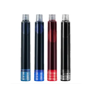 Set of four 3.4mm universal fountain pen ink cartridges in black, blue, and red colors