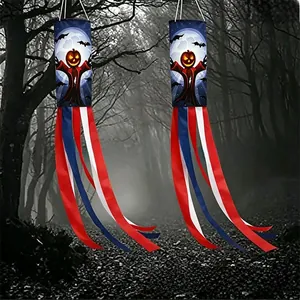 Outdoor Halloween pumpkin ghost windsock flag for spooky garden yard decoration