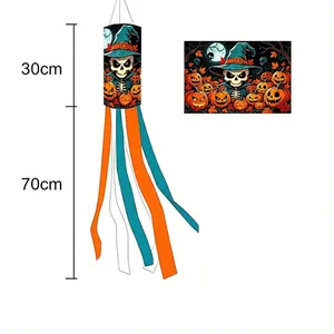Halloween skull pumpkin windsock detail showing 30cm body and 70cm tail dimensions