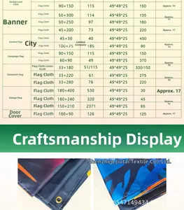 Detailed fabric quality and size chart for Halloween decorative outdoor flags