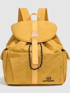 Nylon Academy Style Backpack For Women Waterproof School Bag With Flap Buckle Drawstring Casual Trendy Commuting Outdoor Daypack