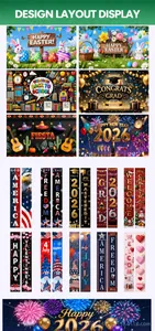 Professional collection of vibrant holiday banners for Easter, Graduation, and July 4th