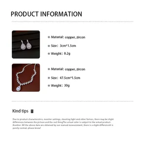 Especificaciones detallate e información del material para el conjunto de joyas.