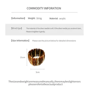 Detailed specifications of the acrylic marbled stretch bracelet showing size and weight info