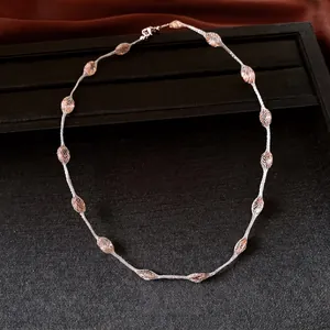 Elegant dopamine colored candy bead necklace with silver mesh wrap design for women