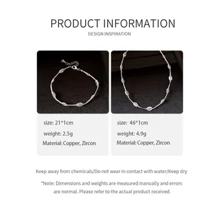 Product information detail for copper and zircon necklace and bracelet set