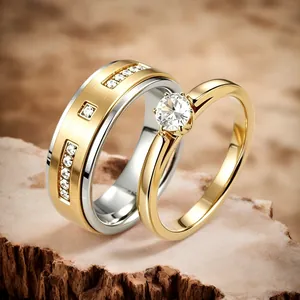 Bague en Acier Inoxydable 304 avec Strass Mode Luxe Solitaire Bague de Fiançailles pour Femme Homme Couple Cadeau Bijoux