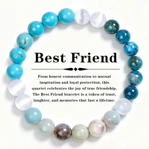 Λεπτομερής άποψη του βραχιολιού Best Friend με φυσικές θεραπευτικές πέτρες και χάντρες.