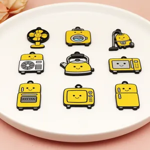 Cute yellow cartoon home appliance alloy pendants for DIY jewelry making and creative crafts