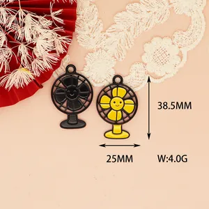 Vintage fan-shaped alloy pendant charm for DIY jewelry with size and weight details